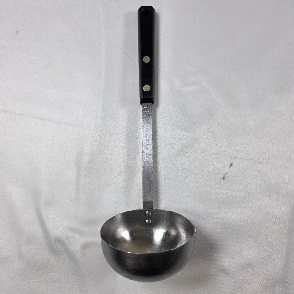 Ekco Forge Stainless Steel Ladle Black Handle Pour Spout Vintage USA Made